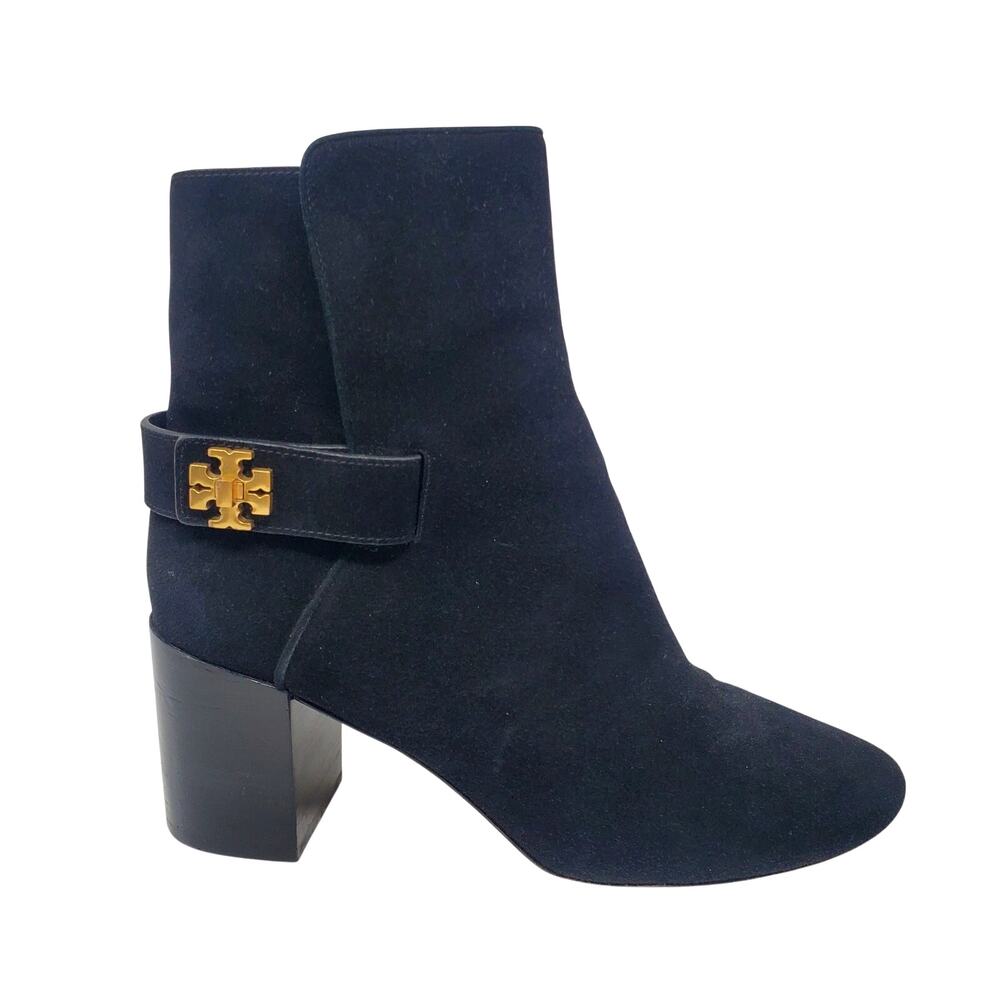Tory Burch Kira 70MM Ankle Bootie Boots Suede Leather Black 61360 Size US 10